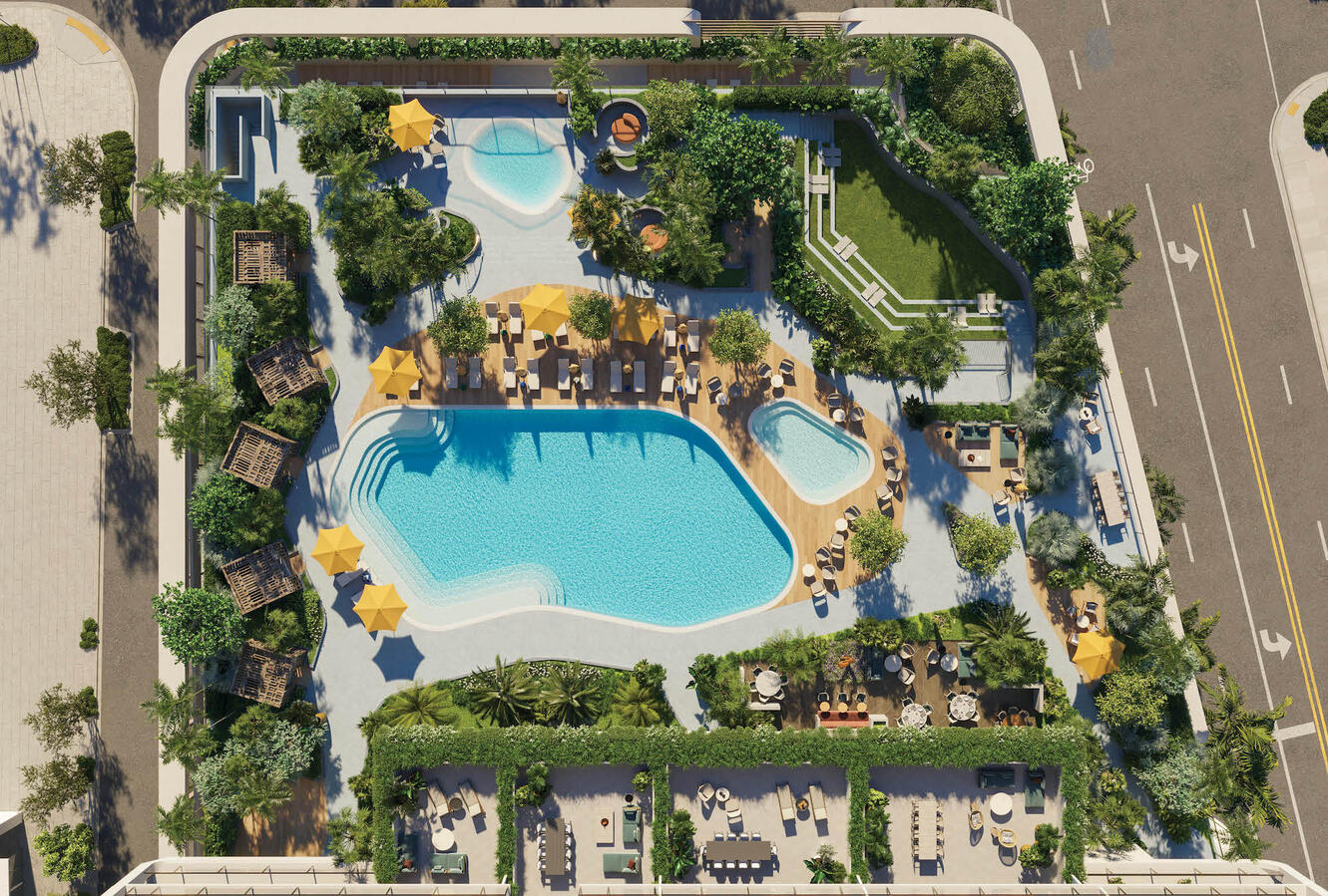 Vista aérea de la piscina